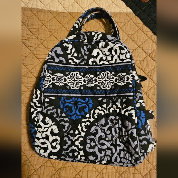Vera Bradley Retired Cantebury Cobolt Black and Blue Patterned Lunch Bag - Picture 1 of 5